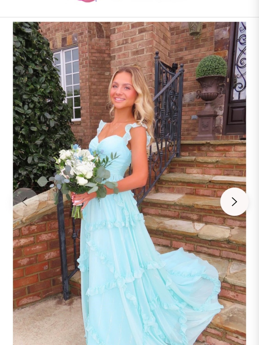 Elegant Light Blue Ruffled Maxi Dress - Women
